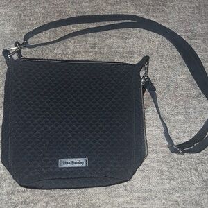 Vera Bradley Black Microfiber Crossbody Bucket Bag NWOT